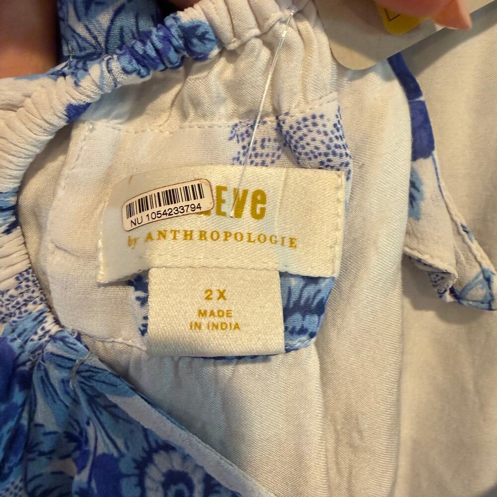 Maeve Anthropologie 2X Long Puff Sleeve Blouse - Picture 4 of 7